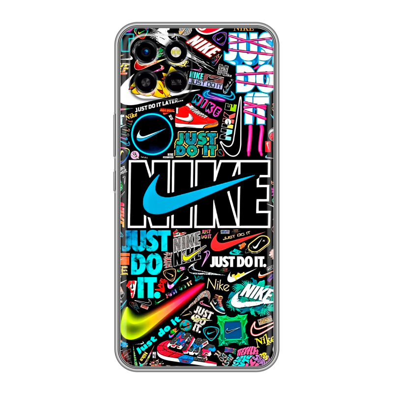 Силиконовый чехол на Infinix SMART 6 HD с принтом найк nike черный Силиконовый чехол на Infinix SMART 6 HD с принтом найк nike черный