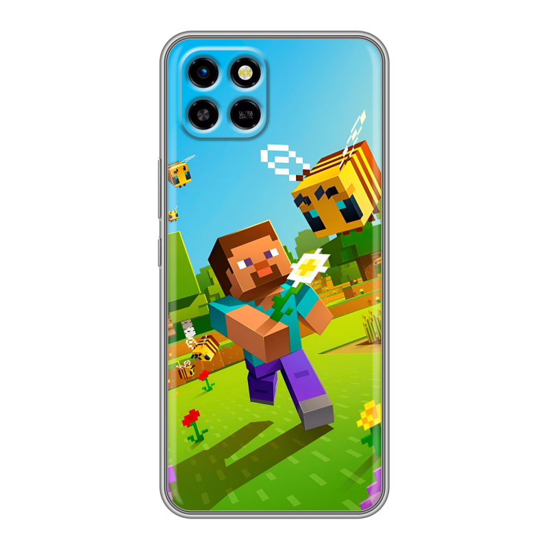Силиконовый чехол на Infinix SMART 6 HD с принтом Майнкрафт Minecraft Силиконовый чехол на Infinix SMART 6 HD с принтом Майнкрафт Minecraft