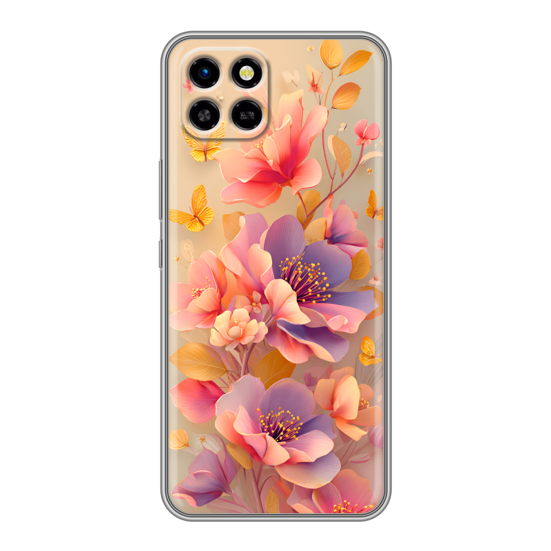 Силиконовый чехол на Infinix SMART 6 HD с принтом Цветы и бабочки Силиконовый чехол на Infinix SMART 6 HD с принтом Цветы и бабочки