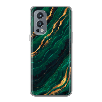 Силиконовый чехол на OnePlus Nord 2 с принтом Мрамор зеленое золото Силиконовый чехол на OnePlus Nord 2 с принтом Мрамор зеленое золото