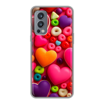Силиконовый чехол на OnePlus Nord 2 с принтом Сердечки Силиконовый чехол на OnePlus Nord 2 с принтом Сердечки