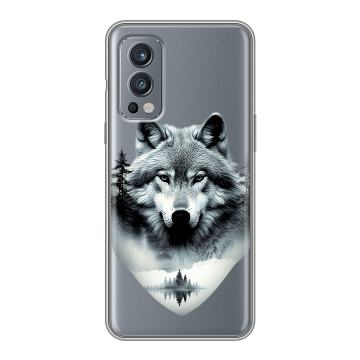 Силиконовый чехол на OnePlus Nord 2 с принтом Волк в лесу Силиконовый чехол на OnePlus Nord 2 с принтом Волк в лесу
