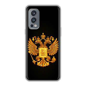 Силиконовый чехол на OnePlus Nord 2 с принтом Герб России желтый Силиконовый чехол на OnePlus Nord 2 с принтом Герб России желтый