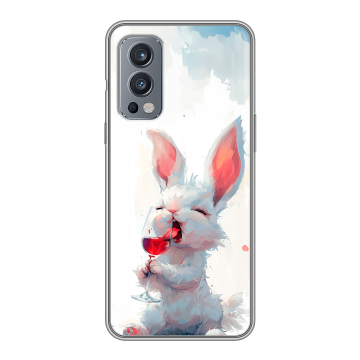 Силиконовый чехол на OnePlus Nord 2 с принтом кролик зайчик Силиконовый чехол на OnePlus Nord 2 с принтом кролик зайчик