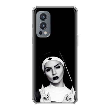 Силиконовый чехол на OnePlus Nord 2 с принтом монашка Силиконовый чехол на OnePlus Nord 2 с принтом монашка
