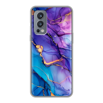 Силиконовый чехол на OnePlus Nord 2 с принтом синий мрамор Силиконовый чехол на OnePlus Nord 2 с принтом синий мрамор