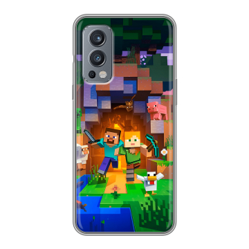 Силиконовый чехол на OnePlus Nord 2 с принтом Майнкрафт Minecraft Силиконовый чехол на OnePlus Nord 2 с принтом Майнкрафт Minecraft