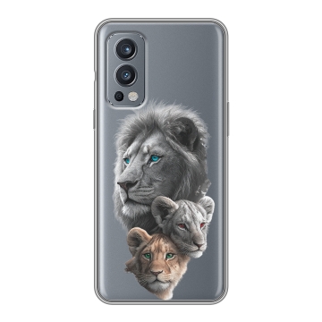 Силиконовый чехол на OnePlus Nord 2 с принтом Львы Силиконовый чехол на OnePlus Nord 2 с принтом Львы