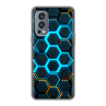 Силиконовый чехол на OnePlus Nord 2 с принтом Неоновые соты Силиконовый чехол на OnePlus Nord 2 с принтом Неоновые соты