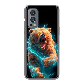 Силиконовый чехол на OnePlus Nord 2 с принтом Медведь Силиконовый чехол на OnePlus Nord 2 с принтом Медведь