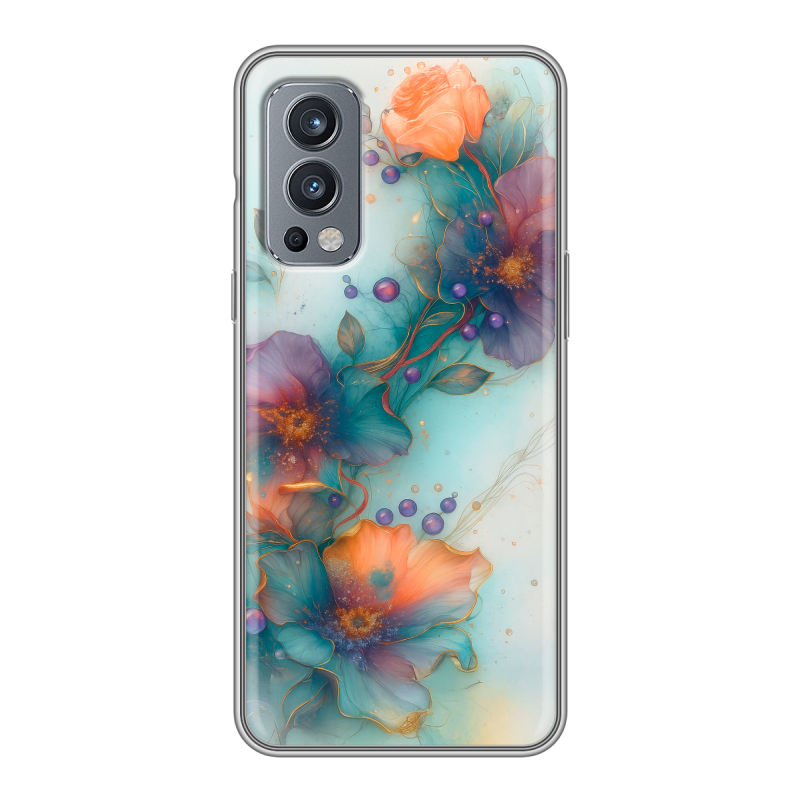 Силиконовый чехол на OnePlus Nord 2 с принтом Акварельные цветы Силиконовый чехол на OnePlus Nord 2 с принтом Акварельные цветы