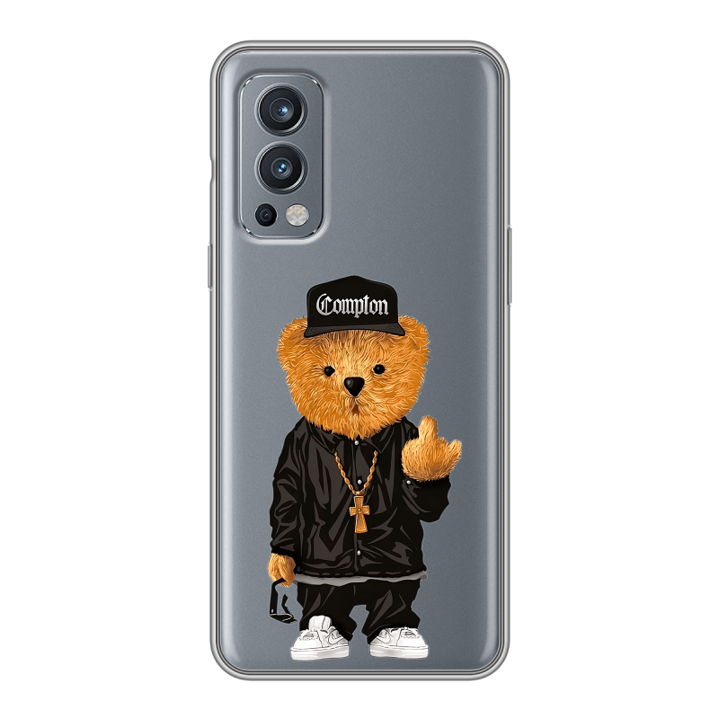 Силиконовый чехол на OnePlus Nord 2 с принтом Плюшевый медведь Силиконовый чехол на OnePlus Nord 2 с принтом Плюшевый медведь