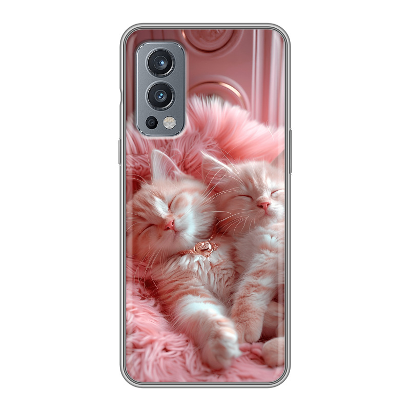 Силиконовый чехол на OnePlus Nord 2 с принтом котята котики Силиконовый чехол на OnePlus Nord 2 с принтом котята котики