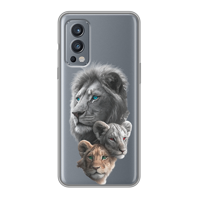 Силиконовый чехол на OnePlus Nord 2 с принтом Львы Силиконовый чехол на OnePlus Nord 2 с принтом Львы