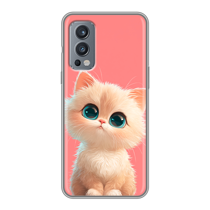 Силиконовый чехол на OnePlus Nord 2 с принтом Розовый котенок Силиконовый чехол на OnePlus Nord 2 с принтом Розовый котенок
