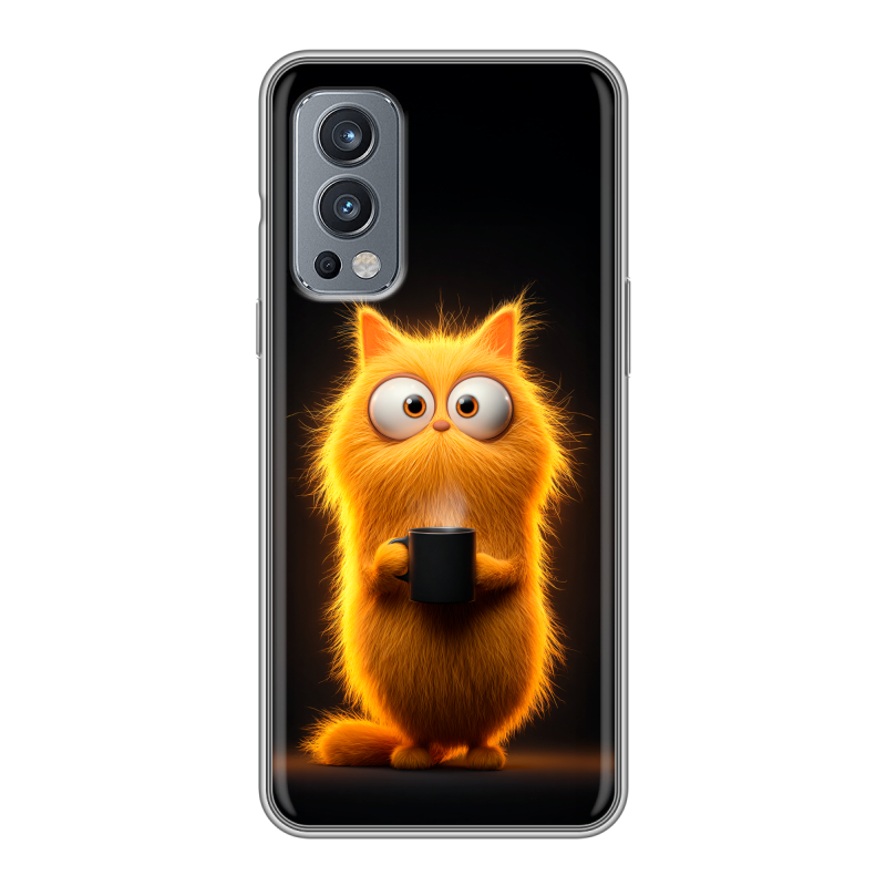 Силиконовый чехол на OnePlus Nord 2 с принтом Смешной кот Силиконовый чехол на OnePlus Nord 2 с принтом Смешной кот