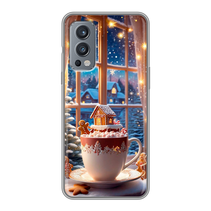 Силиконовый чехол на OnePlus Nord 2 с принтом Новый год Силиконовый чехол на OnePlus Nord 2 с принтом Новый год