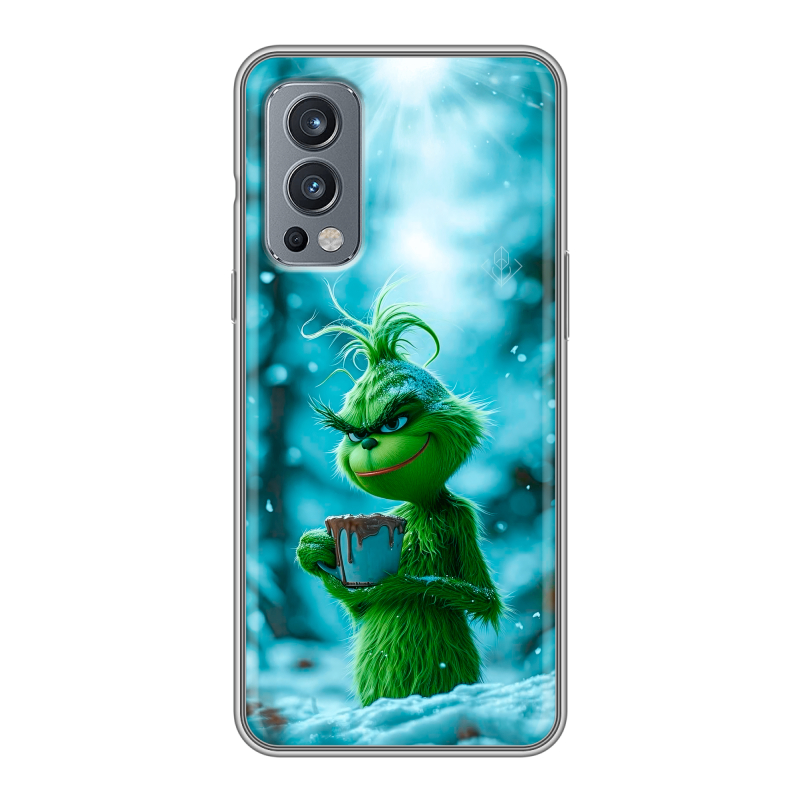 Силиконовый чехол на OnePlus Nord 2 с принтом Новый год гринч Силиконовый чехол на OnePlus Nord 2 с принтом Новый год гринч