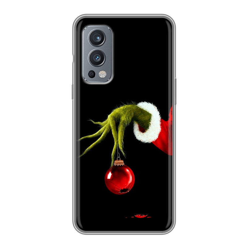 Силиконовый чехол на OnePlus Nord 2 с принтом Новый год Гринч Силиконовый чехол на OnePlus Nord 2 с принтом Новый год Гринч