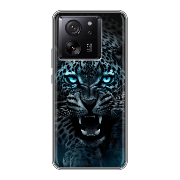 Силиконовый чехол на Xiaomi 13T с принтом Темный леопард Силиконовый чехол на Xiaomi 13T с принтом Темный леопард