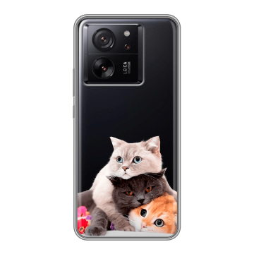 Силиконовый чехол на Xiaomi 13T с принтом Кошки Силиконовый чехол на Xiaomi 13T с принтом Кошки