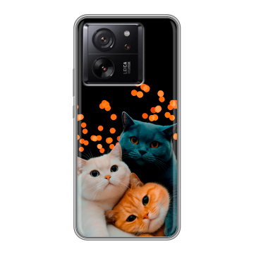 Силиконовый чехол на Xiaomi 13T с принтом Кошки Силиконовый чехол на Xiaomi 13T с принтом Кошки