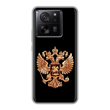 Силиконовый чехол на Xiaomi 13T с принтом Герб России золотой Силиконовый чехол на Xiaomi 13T с принтом Герб России золотой