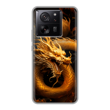 Силиконовый чехол на Xiaomi 13T с принтом Золотой дракон Силиконовый чехол на Xiaomi 13T с принтом Золотой дракон