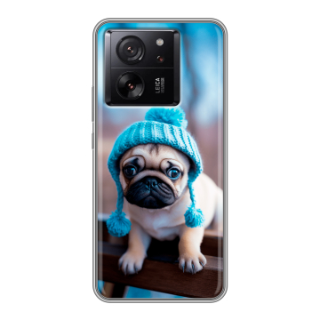 Силиконовый чехол на Xiaomi 13T с принтом Мопс в шапке Силиконовый чехол на Xiaomi 13T с принтом Мопс в шапке