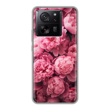 Силиконовый чехол на Xiaomi 13T с принтом цветы пионы