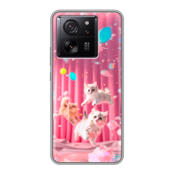 Силиконовый чехол на Xiaomi 13T с принтом милые котики Силиконовый чехол на Xiaomi 13T с принтом милые котики