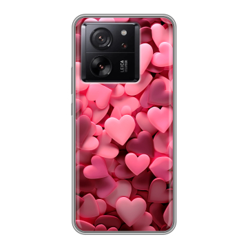 Силиконовый чехол на Xiaomi 13T с принтом розовые сердечки Силиконовый чехол на Xiaomi 13T с принтом розовые сердечки