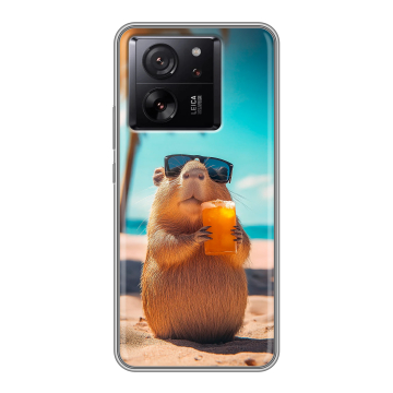 Силиконовый чехол на Xiaomi 13T с принтом Капибара Силиконовый чехол на Xiaomi 13T с принтом Капибара