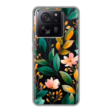 Силиконовый чехол на Xiaomi 13T с принтом Цветы паттерн Силиконовый чехол на Xiaomi 13T с принтом Цветы паттерн