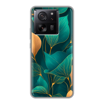 Силиконовый чехол на Xiaomi 13T с принтом Листья и золото Силиконовый чехол на Xiaomi 13T с принтом Листья и золото