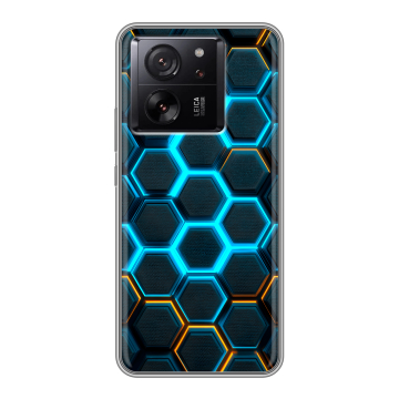 Силиконовый чехол на Xiaomi 13T с принтом Неоновые соты Силиконовый чехол на Xiaomi 13T с принтом Неоновые соты