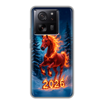 Силиконовый чехол на Xiaomi 13T с принтом Новый год коня Силиконовый чехол на Xiaomi 13T с принтом Новый год коня