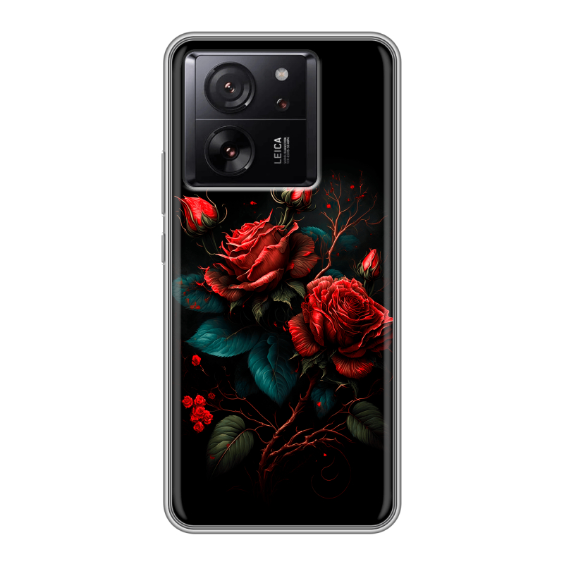 Силиконовый чехол на Xiaomi 13T с принтом Розы красные Силиконовый чехол на Xiaomi 13T с принтом Розы красные