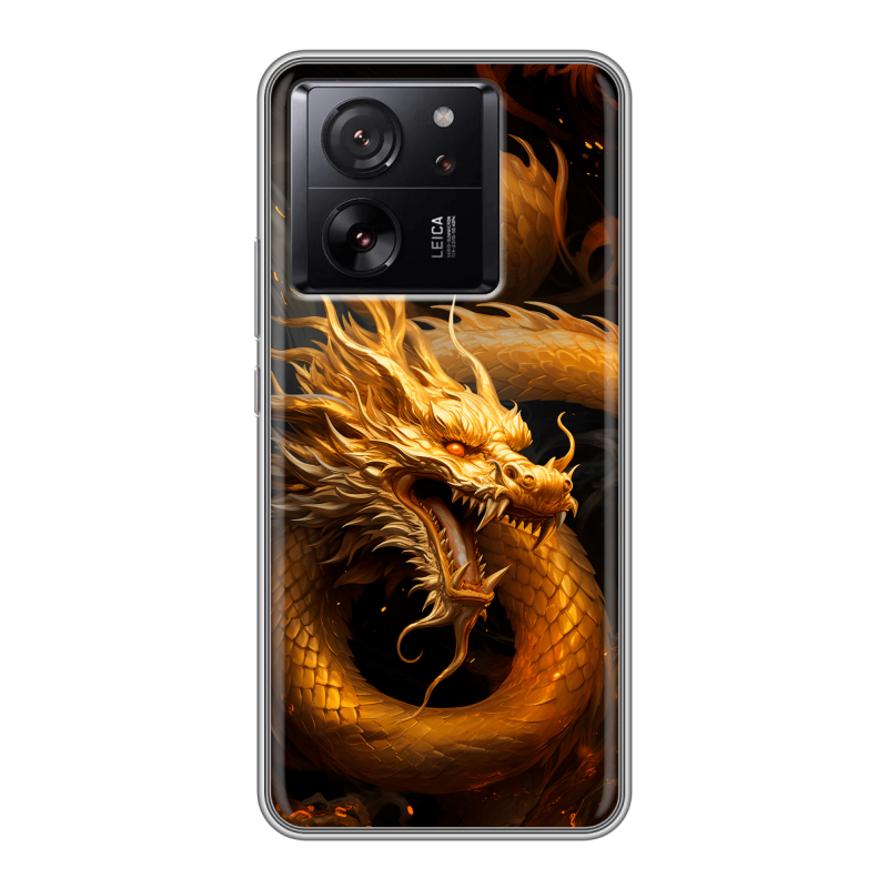 Силиконовый чехол на Xiaomi 13T с принтом Золотой дракон Силиконовый чехол на Xiaomi 13T с принтом Золотой дракон