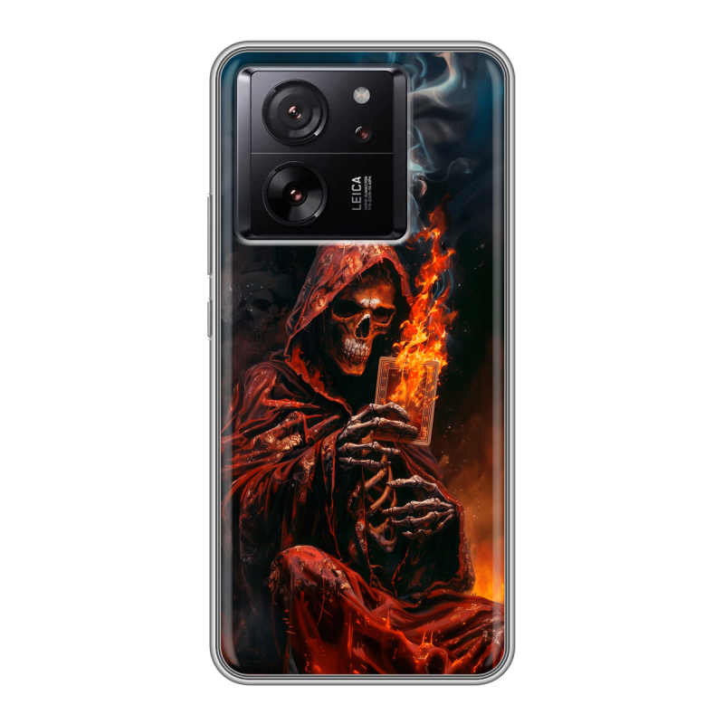 Силиконовый чехол на Xiaomi 13T с принтом Скелет и карты Силиконовый чехол на Xiaomi 13T с принтом Скелет и карты