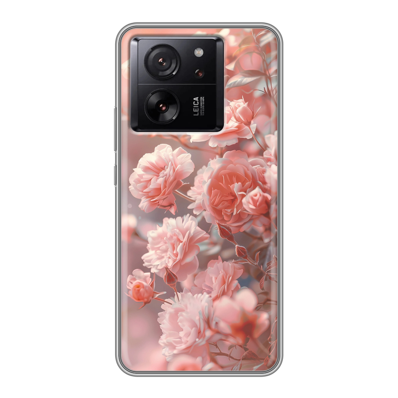Силиконовый чехол на Xiaomi 13T с принтом Розовые розы Силиконовый чехол на Xiaomi 13T с принтом Розовые розы