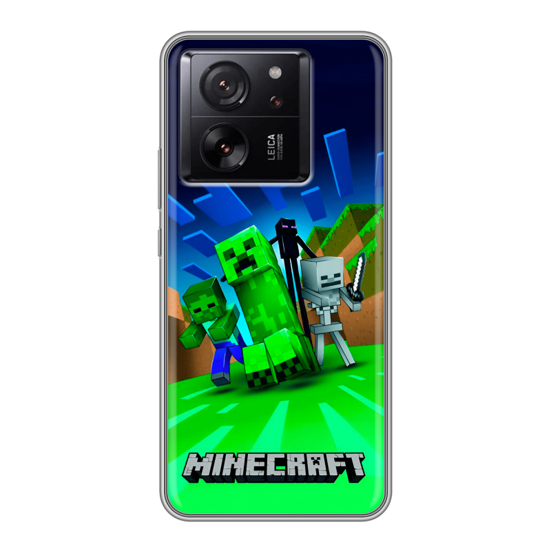Силиконовый чехол на Xiaomi 13T с принтом Майнкрафт Силиконовый чехол на Xiaomi 13T с принтом Майнкрафт