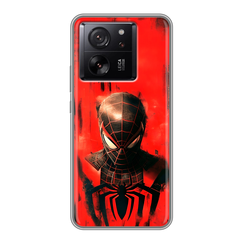 Силиконовый чехол на Xiaomi 13T с принтом человек паук spiderman Силиконовый чехол на Xiaomi 13T с принтом человек паук spiderman