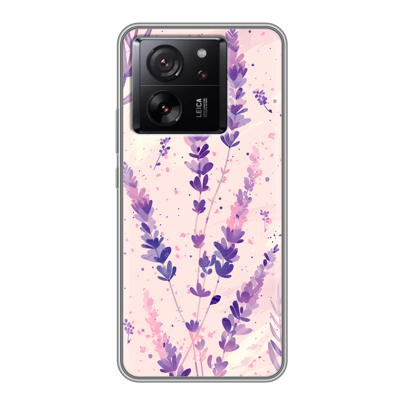 Силиконовый чехол на Xiaomi 13T с принтом цветы лаванда Силиконовый чехол на Xiaomi 13T с принтом цветы лаванда