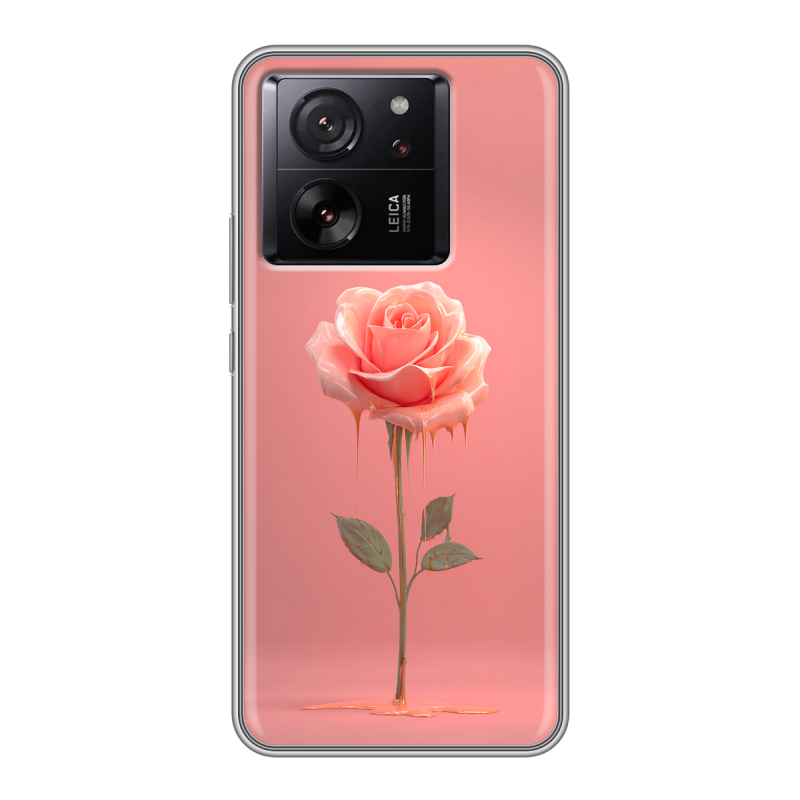 Силиконовый чехол на Xiaomi 13T с принтом Розовая роза Силиконовый чехол на Xiaomi 13T с принтом Розовая роза