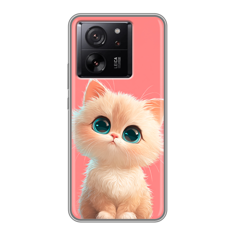 Силиконовый чехол на Xiaomi 13T с принтом Розовый котенок Силиконовый чехол на Xiaomi 13T с принтом Розовый котенок