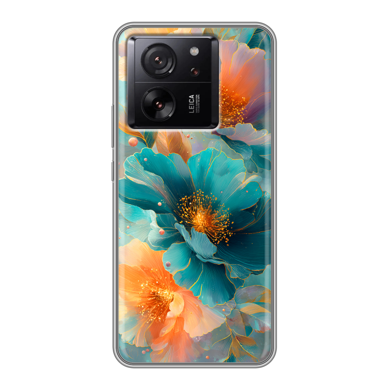 Силиконовый чехол на Xiaomi 13T с принтом Цветы Силиконовый чехол на Xiaomi 13T с принтом Цветы