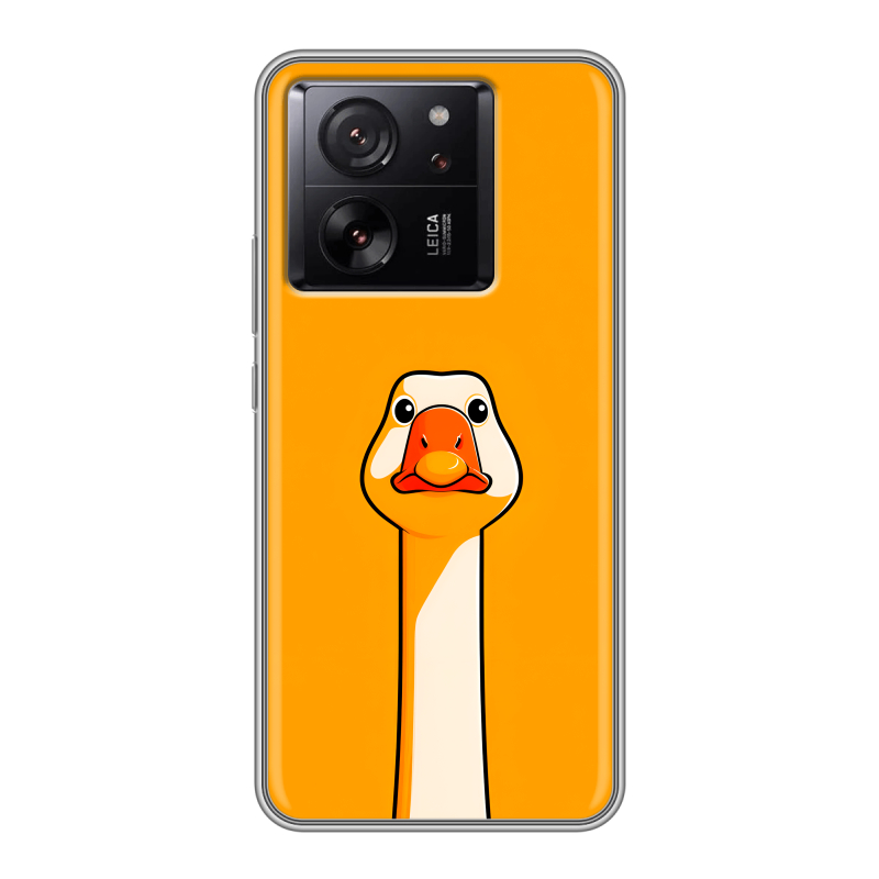 Силиконовый чехол на Xiaomi 13T с принтом Смешная утка Силиконовый чехол на Xiaomi 13T с принтом Смешная утка