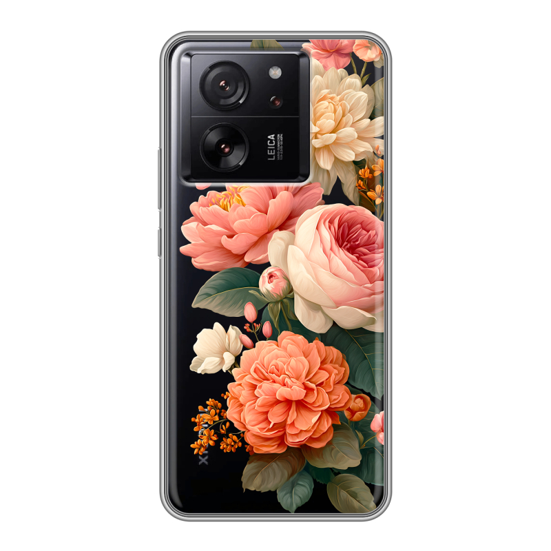Силиконовый чехол на Xiaomi 13T с принтом цветы Силиконовый чехол на Xiaomi 13T с принтом цветы