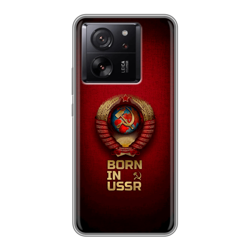 Силиконовый чехол на Xiaomi 13T с принтом Флаг Герб СССР Силиконовый чехол на Xiaomi 13T с принтом Флаг Герб СССР